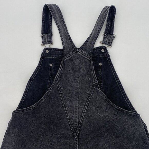 RVCA Women’s Size Large Shorts Bib Overall Black Denim Shortalls Skater Y2K - Picture 12 of 12